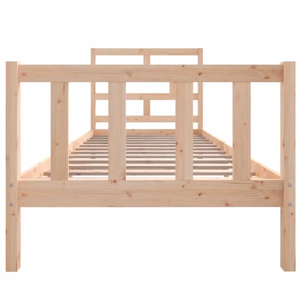 Berkfield Home Solid Wood Pine Bed Frame, Brown, W: 90 cm, D: 200 cm