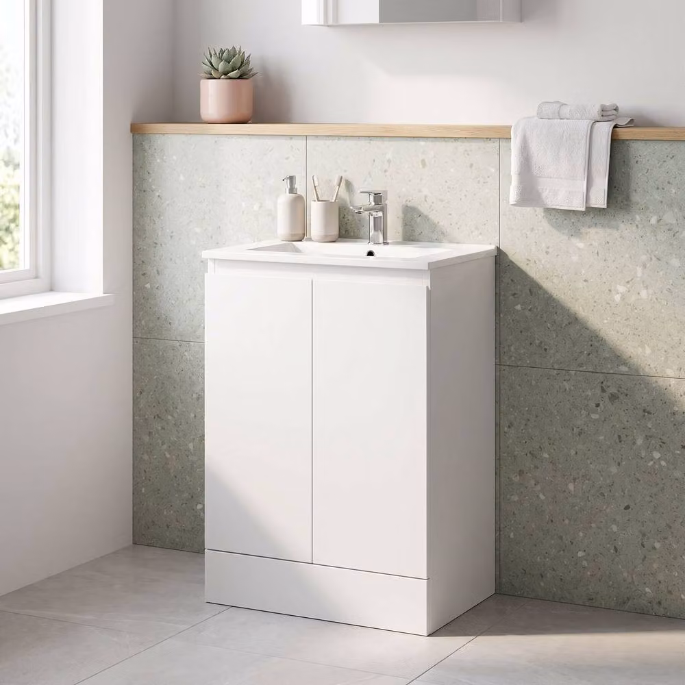 Balterley White Freestanding Bathroom Vanity Unit with Basin, Width: 60 cm – 2