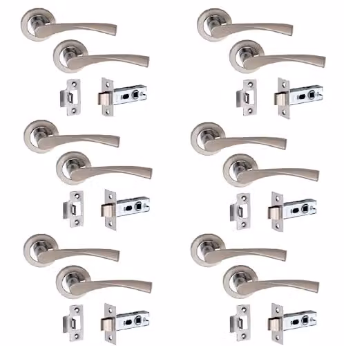 Golden Grace Astrid Screw Door Handles in Polished Chrome and Silver
