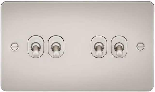 Knightsbridge FP4TOGPL Pearl Flat Plate 10AX 4G 2-Way Toggle Switch