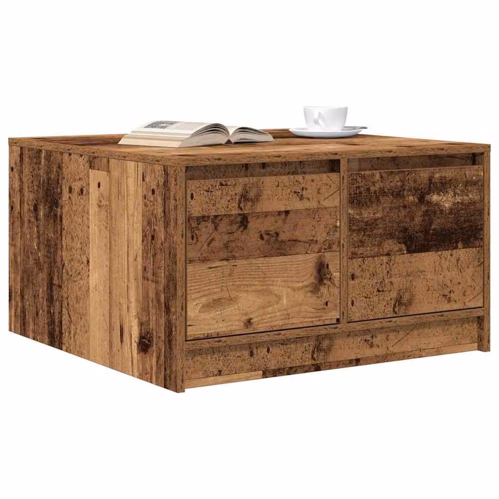 Berkfield Home Coffee Table with Drawers in Brown Old Wood, W/D/H: 70.5 x 70 x 40 cm – 3