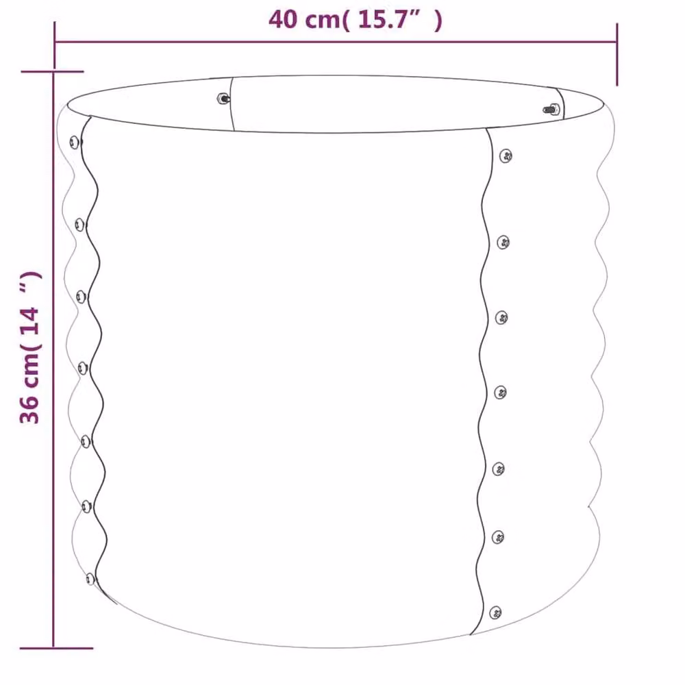 Berkfield Home Durable Powder-coated Steel Garden Planter Tub, Brown, W/D/H: 40 x 40 x 36 cm – 4