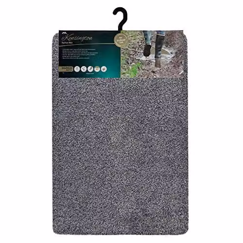 JVL Kensington Grey Rectangular Barrier Doormat, W: 60 cm, D: 90 cm, Machine Washable and Non-Slip – 1