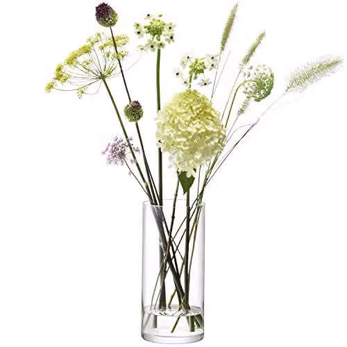 LSA International Column Vase, Clear Glass, H 28 cm x Ø 13 cm