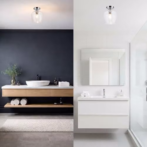 Cosylyte Oakdale Classic Bubble Glass Ceiling Light with Chrome Base, IP44, W/D/H: 20 x 20 x 24 cm – 5