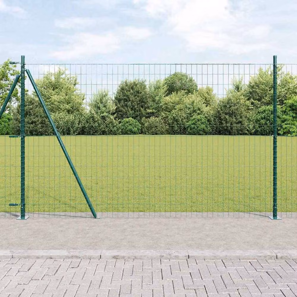 Berkfield Home Green Euro Fence with 13 Flanged Posts, Galvanised Steel, H: 120 cm x W: 25 m – 2