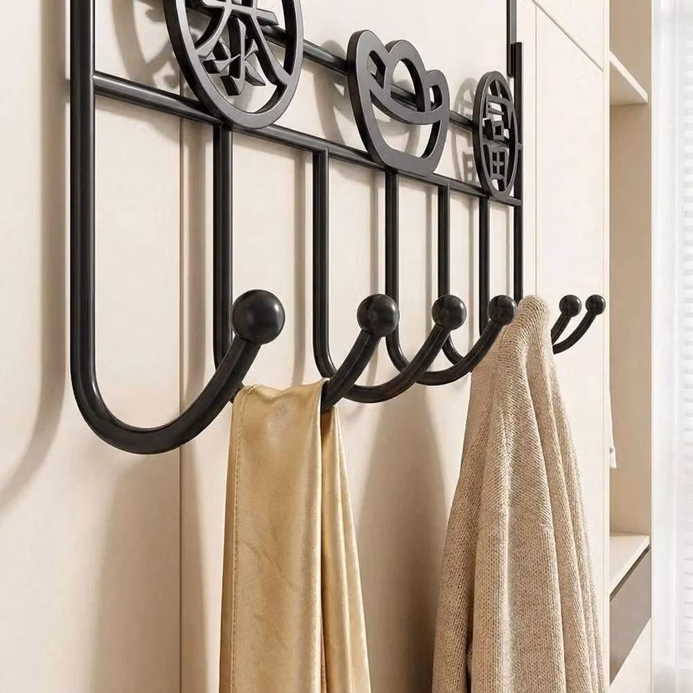 FORGEVIO Black Metal and Plastic Key and Coat Door Hanging Rack, Width: 50 cm – 2