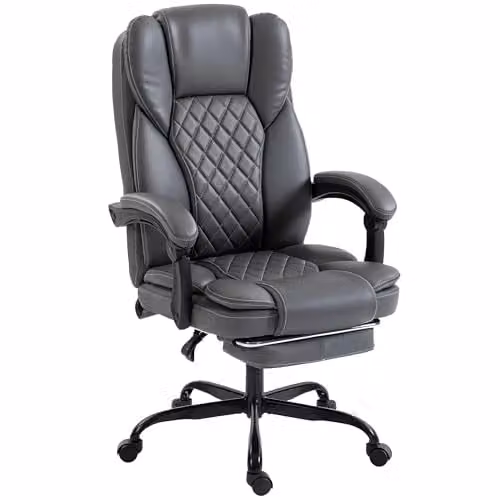 HOMCOM Grey Executive Home Office Chair with Headrest and 360 Degree Swivel – 1