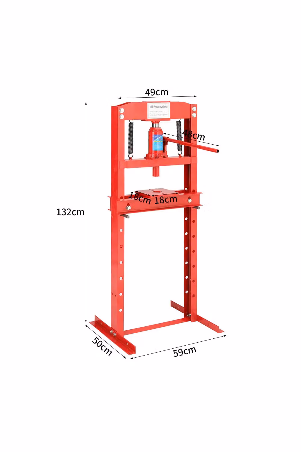 Living and Home 12 Ton H-Frame Floor Standing Shop Hydraulic Press in Red – 2