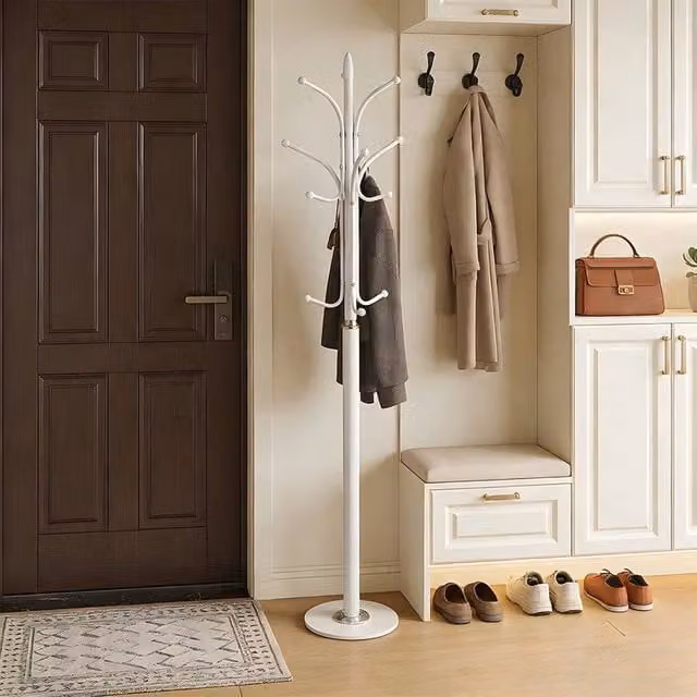 EONLION White Metal Hat Coat Stand and Umbrella Holder with Stone Base, Height: 174.5 cm – 1