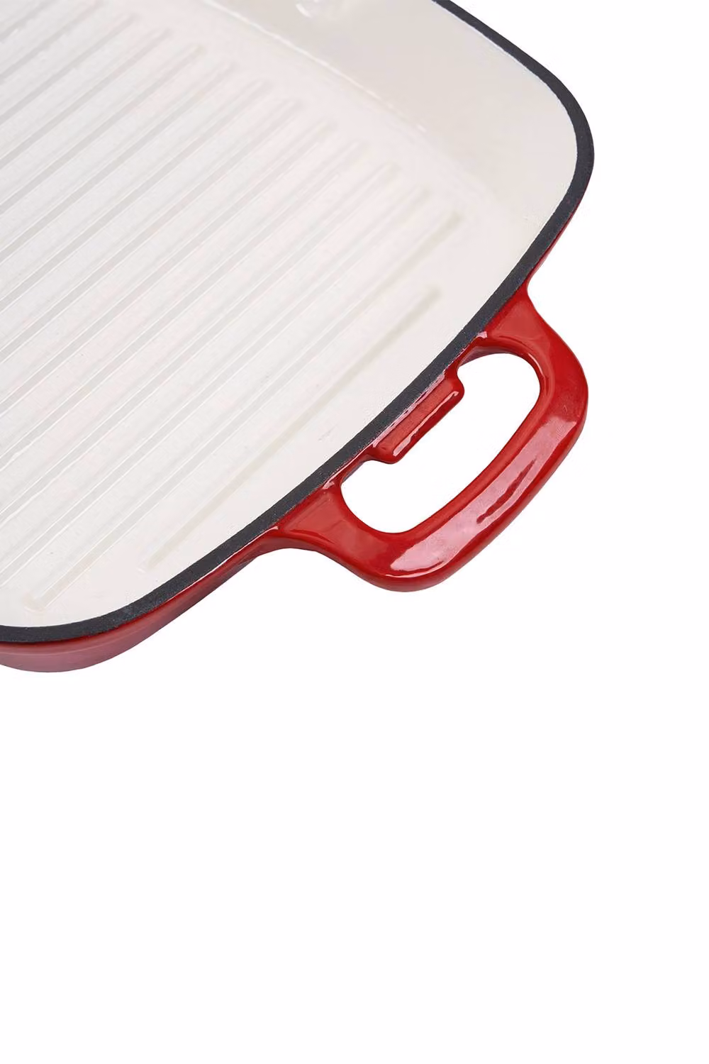 ExtraStar Enamelled Cast Iron Frying Pan with Pouring Spout in Red – 5