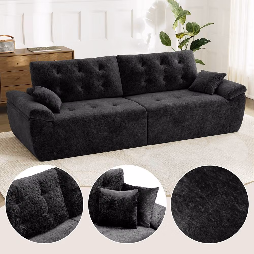 Dprodo 4 Seater Modular Chenille Sectional Sofa in Black, 275 cm – 3