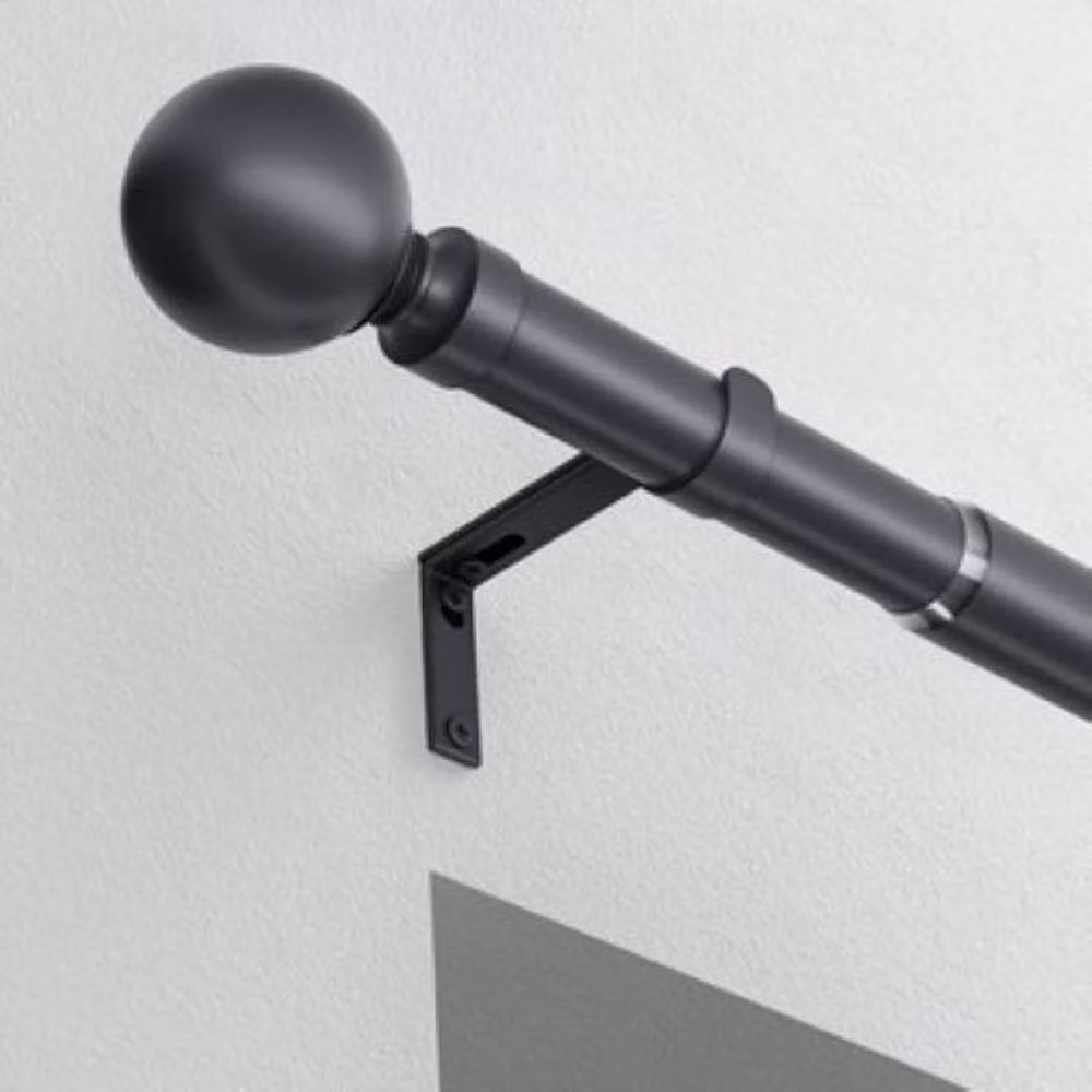 New Edge Blinds Black Metal Eyelet Extendable Curtain Pole Set, Width: 120 cm – 2