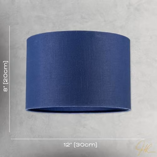 Happy Homewares Blue Textured Fabric Circular Lamp Shade W/D/H: 30 x 30 x 20 cm – 4