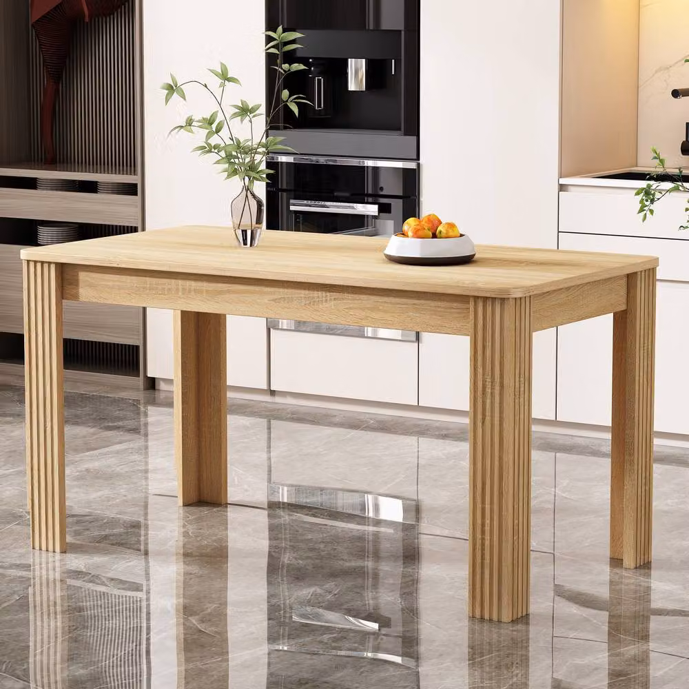 Merax Modern Rectangular Dining Table in Brown Wood Finish for 4 Persons – 2