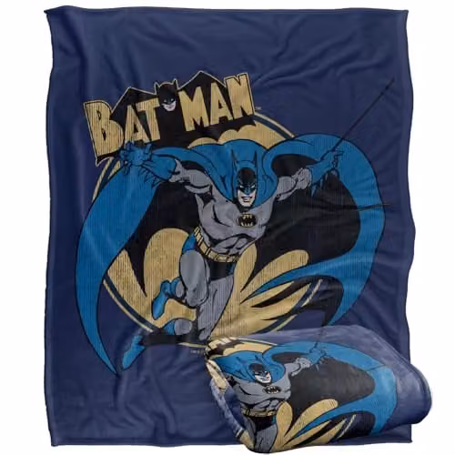 LOGOVISION Batman Through The Night Super Soft Silky Touch Fleece Throw Blanket, Multicolour, W: 127 cm x D: 152.4 cm x H: 1 cm