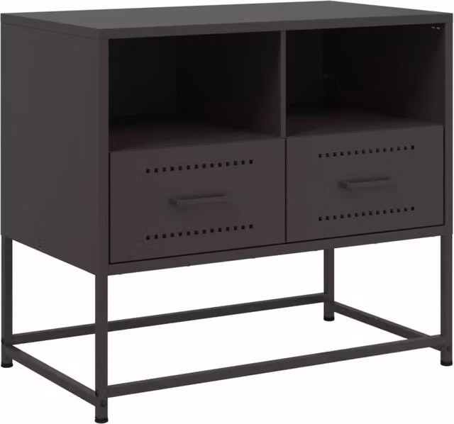 Berkfield Home Industrial Metal TV Cabinet in Black, W: 68 cm, D: 39 cm, H: 60.5 cm – 1