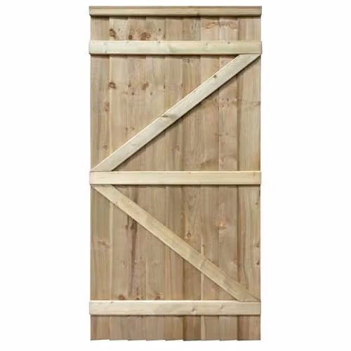 Rowlinson Featheredge Square Top Wooden Gate in Brown, W: 90 cm, H: 181.5 cm – 1