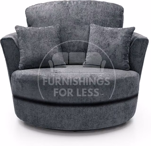 Furnishings For Less UK Monaco Grey Chenille Fabric 360 Degree Swivel Tub Chair