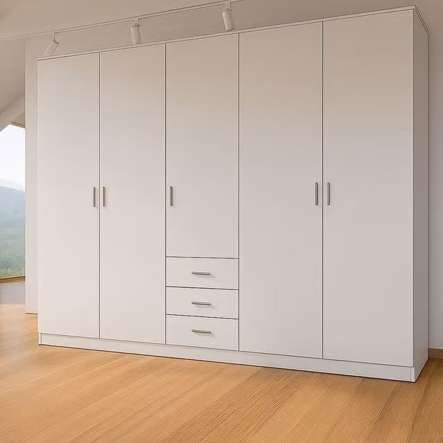 TJS Venice 5 Door 3 Drawer Wardrobe in White