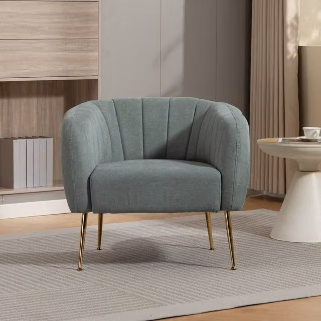 Artemis Home Stanton Accent Chair in Blue Fabric with Solid Wood Frame