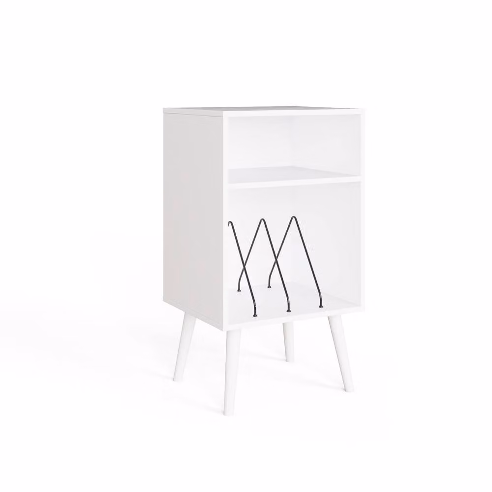 GFW Jaxon Compact Mid-Century Vinyl Turntable Stand in White – 2