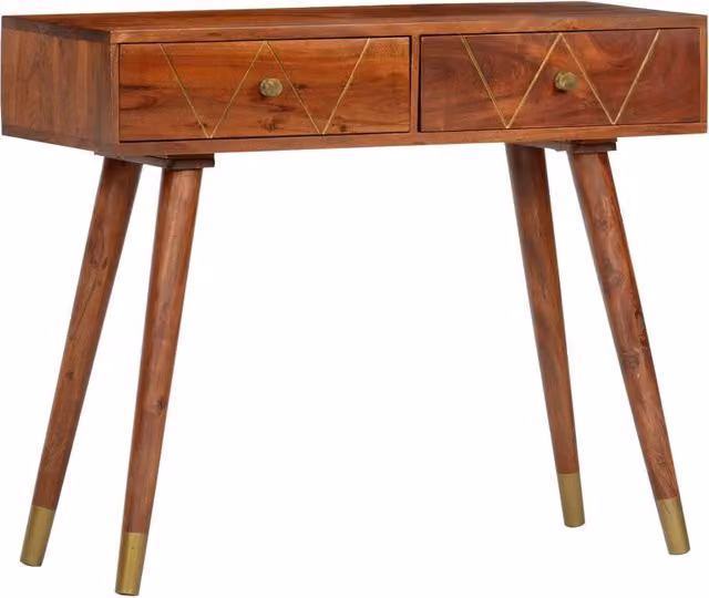 Berkfield Home Rustic Brown Solid Acacia Wood Console Table W/D/H: 90 x 35 x 76 cm