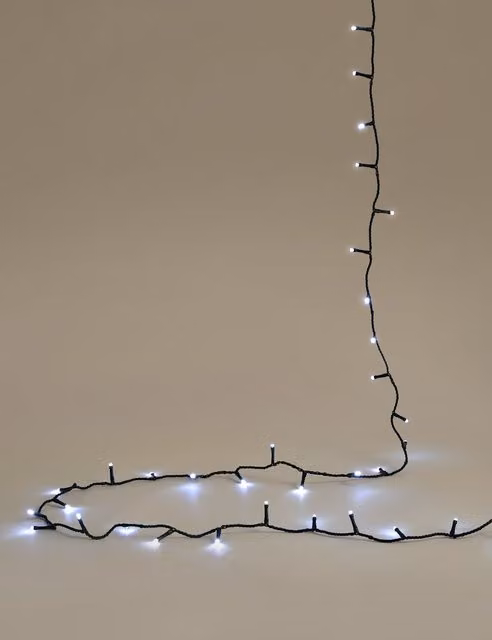 M&S 300 Bright White LED Mains Lights with Remote Control and Timer, White
