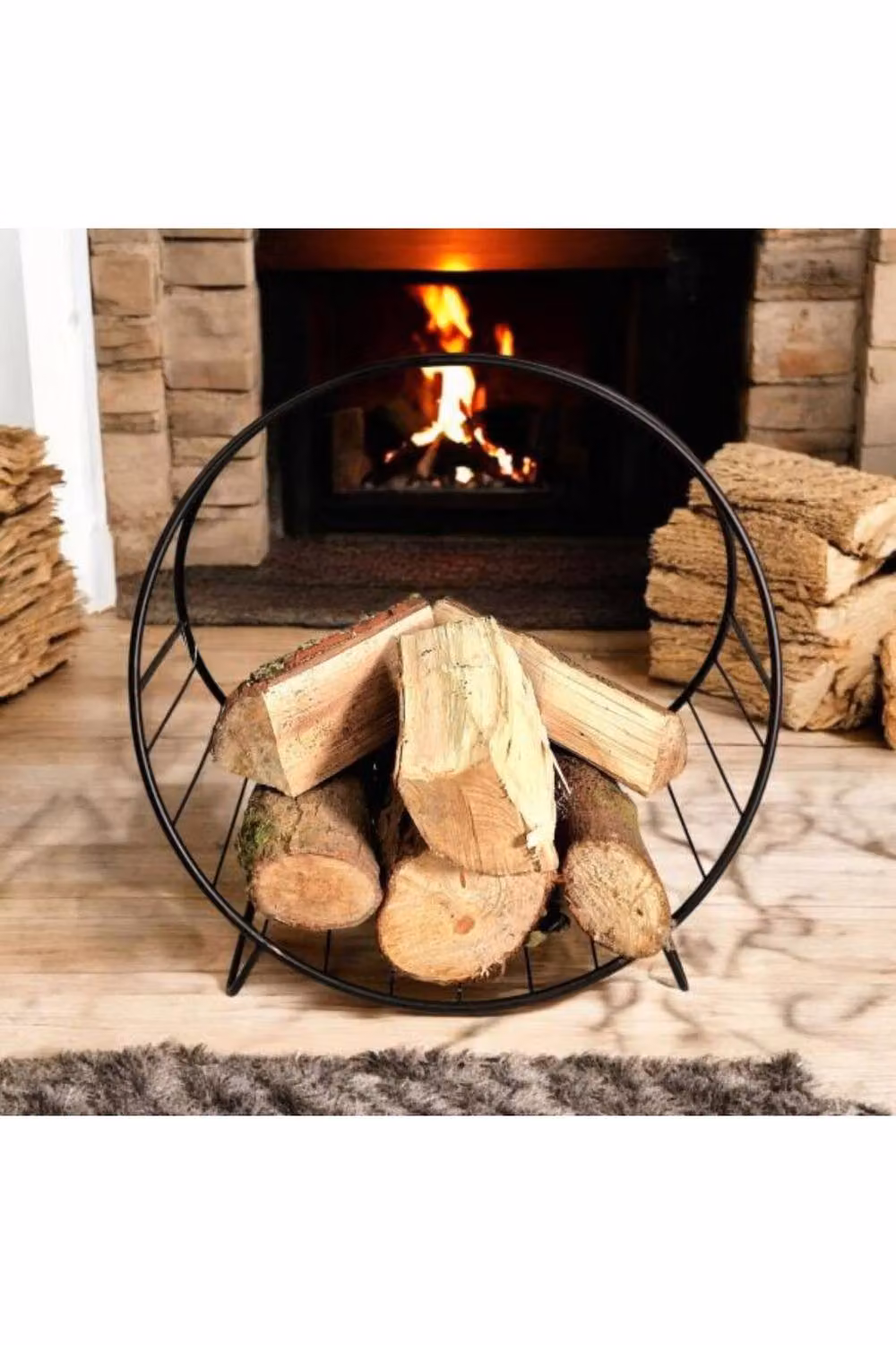 KDMD Black Metal Freestanding Fireside Log Holder 47cm – 2