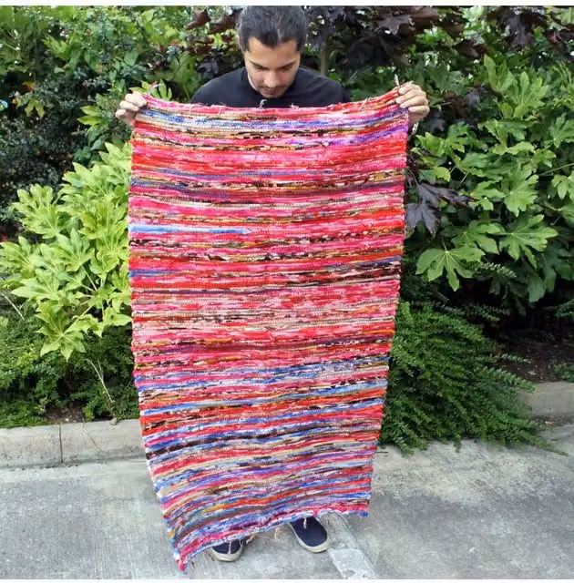 KDMD Medium Ethnic Velvet Rectangular Rug, Multicolour, W: 128 cm, D: 75 cm