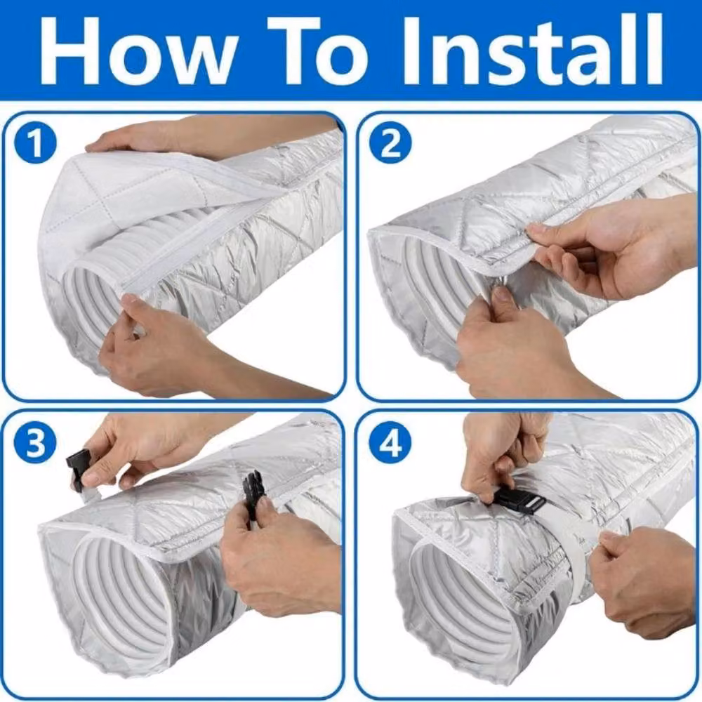 KORVIXA 2-Piece Portable AC Hose Insulation Sleeve, Silver, W/D/H: 100 x 200 cm – 3