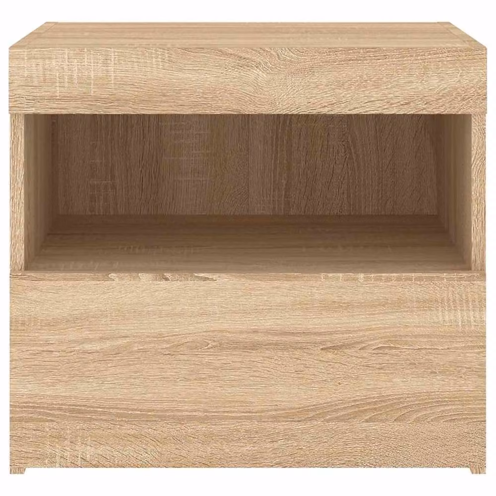 Berkfield Home Beautiful Bedside Cabinet with Integrated LED Lights in Sonoma Oak Brown, W/D/H: 50 x 40 x 45 cm – 4