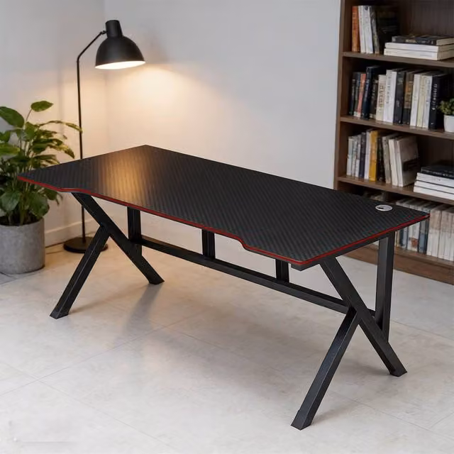 FORGEVIO Black Modern Gaming and Home Office Computer Desk, W: 120 cm, D: 60 cm, H: 75 cm