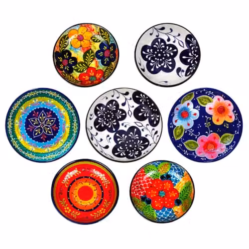 Verano Spanish Ceramics Hand Painted Ceramic Serving Bowl in White, Blue and Multicolour, Diameter: 30 cm – 3