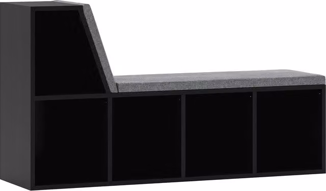 HOMCOM 2 Tier Modern Black Wood Bookshelf with Removable Cushions