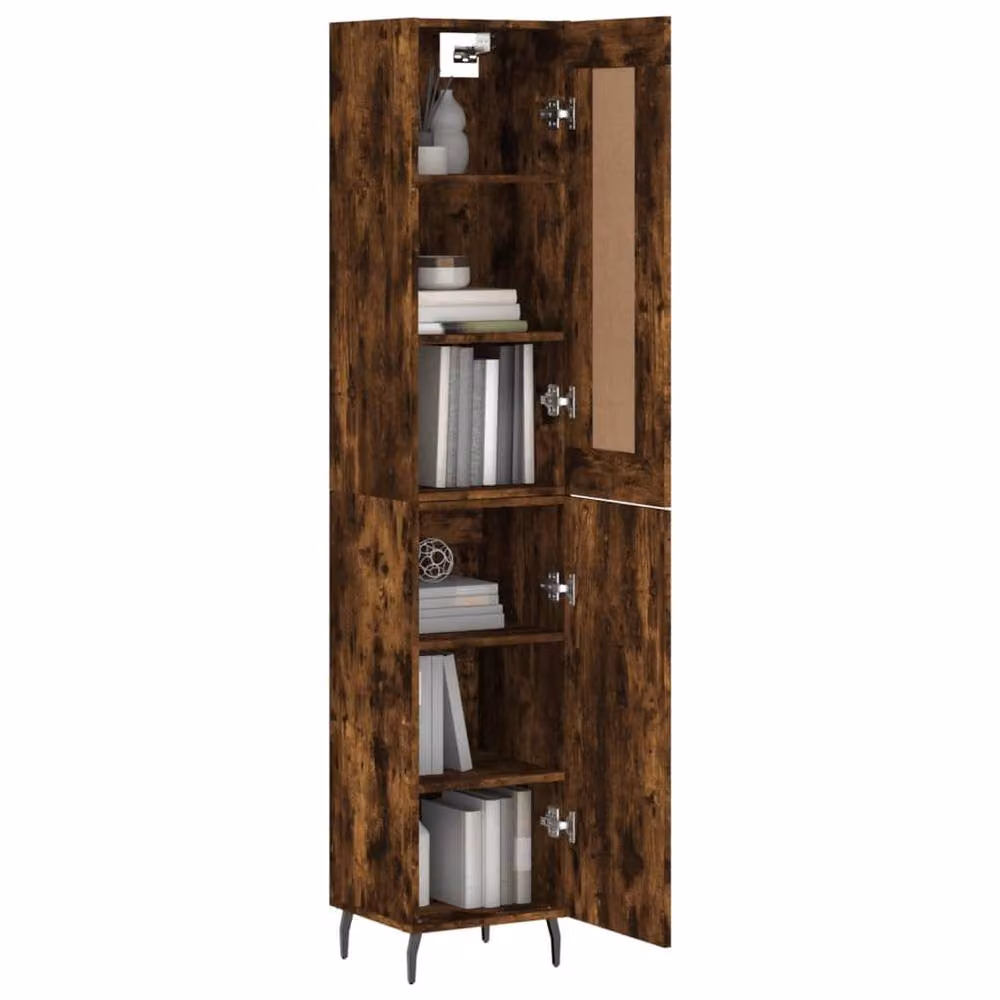 Berkfield Home Smoked Oak Highboard in Brown, W/D/H: 34.5 x 34.0 x 180.0 cm – 3