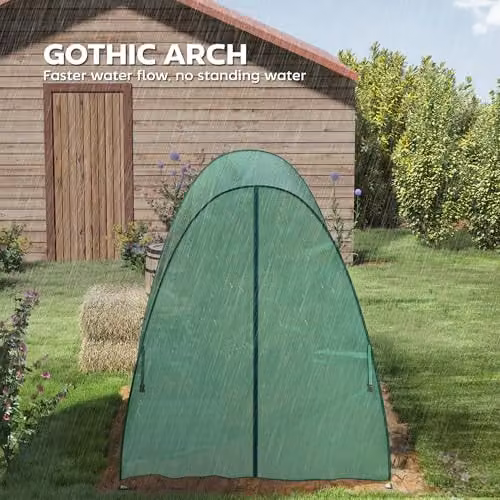 Outsunny Portable Greenhouse Plant Hot House with 2 Doors, Green, W/D/H: 180 x 180 x 200 cm – 3