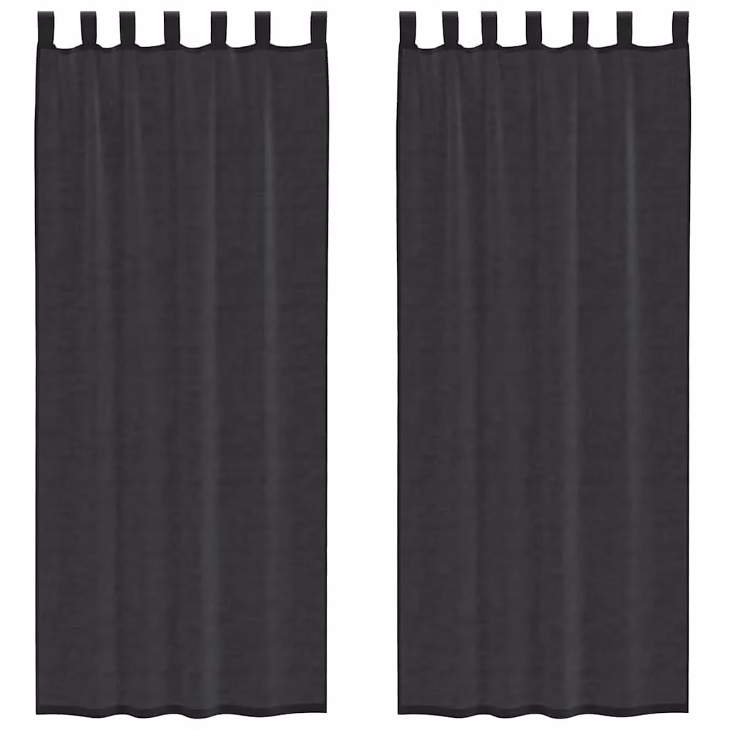 Berkfield Home Black Transparent Voile Tab Top Curtains, 2 Pack, W: 140 cm, H: 260 cm – 2