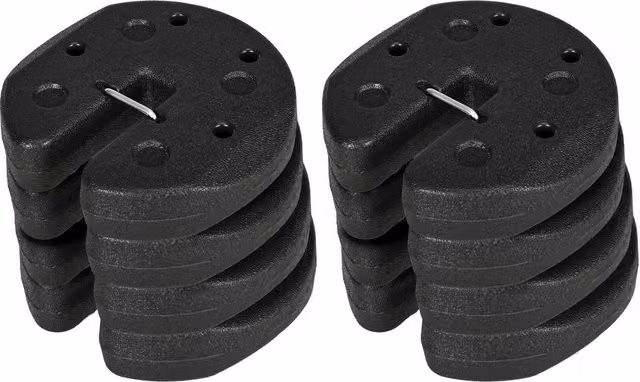 Outsunny Set of 8 Black Gazebo Weights with Reinforcement Pins and Carry Belt, 48kg Total Weight – 1