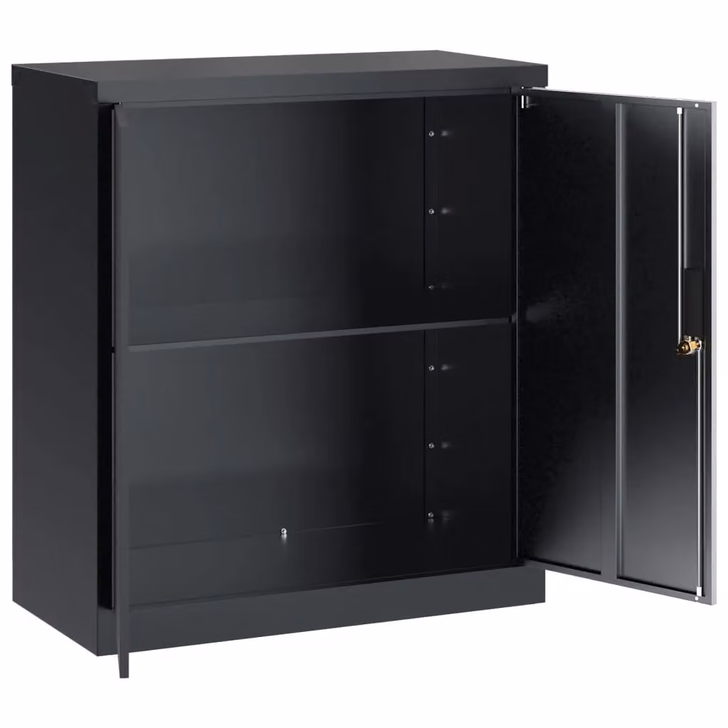 Berkfield Home Anthracite Steel File Cabinet with Hinged Doors and Lock, W/D/H: 79 x 40 x 90 cm – 3