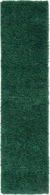 The Rug House Super Soft Dark Shaggy Living Area Rug in Green, W: 240 cm, D: 60 cm
