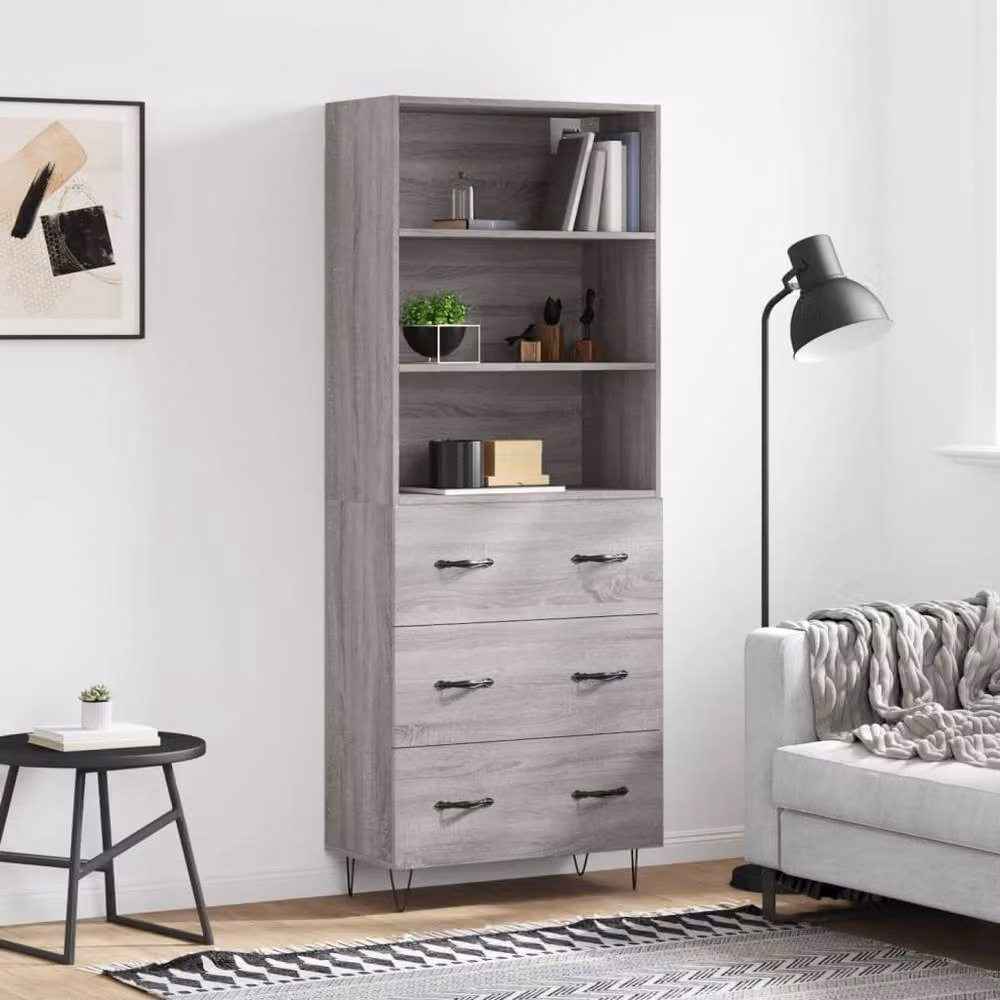 Berkfield Home Sonoma Highboard in Grey, W/D/H: 69.5 x 34 x 180 cm – 2
