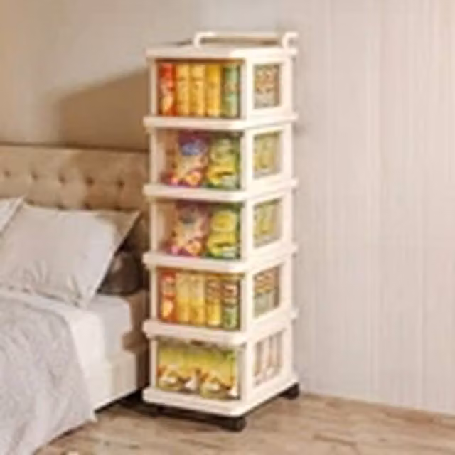 EONLION 5-Tier Plastic Storage Drawer Trolley Organiser for Home and Office in Beige – 1