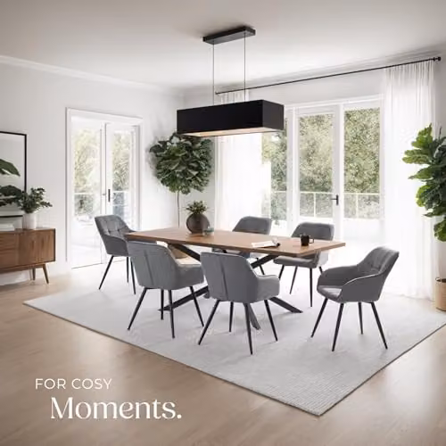 tectake Marilyn Set of 4 Dining Chairs with Velvet Fabric and Geometric Pattern in Grey and Black – 2