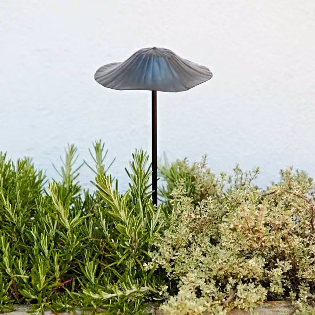 Paper High Modern Metal Mushroom Garden Stake in Black
