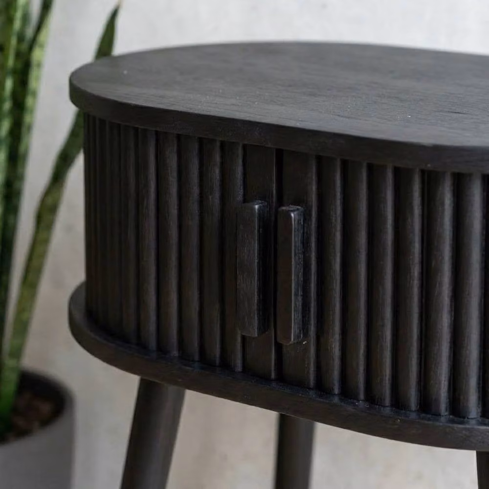 Garden Greatness Maison Ribbed Urban Bedside Table in Black, W: 30.0 cm, D: 40.0 cm, H: 53.0 cm – 2