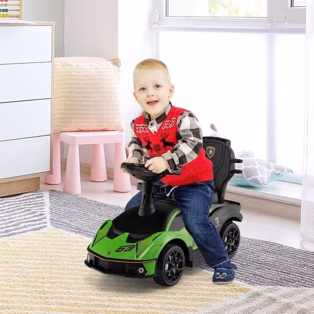 Costway 3-in-1 Baby Stroller and Kids Ride on Push Car with Push Handle, Green
