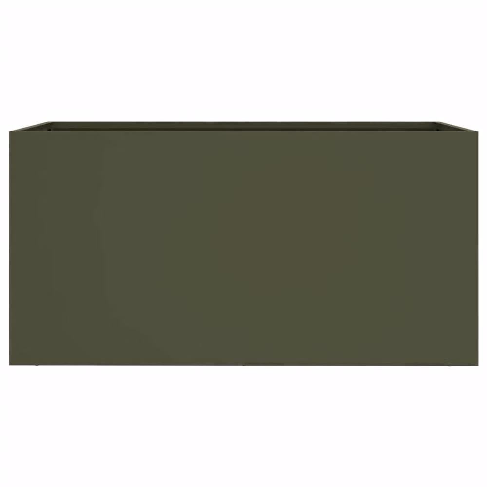 Berkfield Home Steel Planter Tub in Green, W: 62 cm, D: 30 cm, H: 29 cm – 3