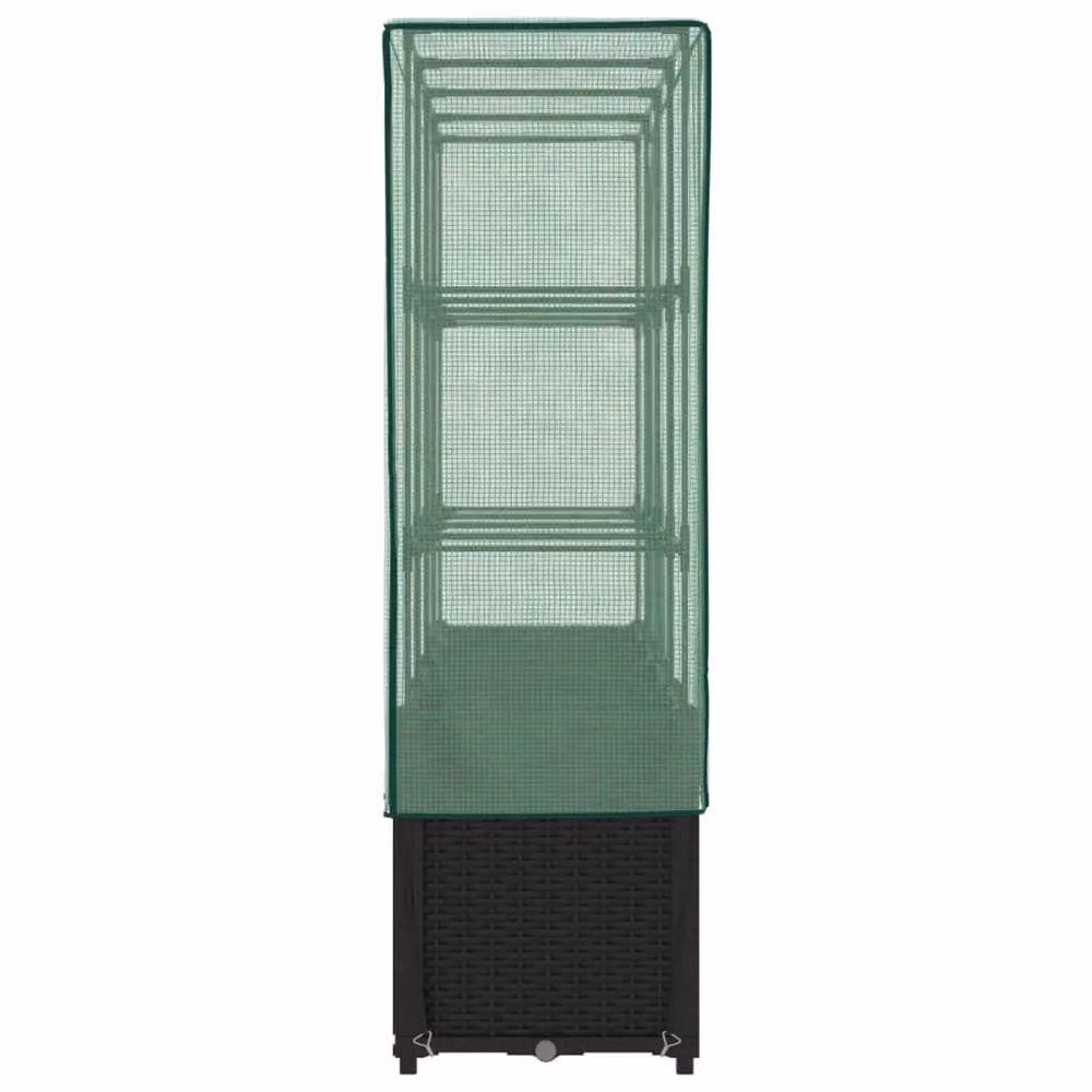 Berkfield Home Raised Bed with Greenhouse Cover in Black Rattan Look, W/D/H: 160 x 40 x 153 cm – 3