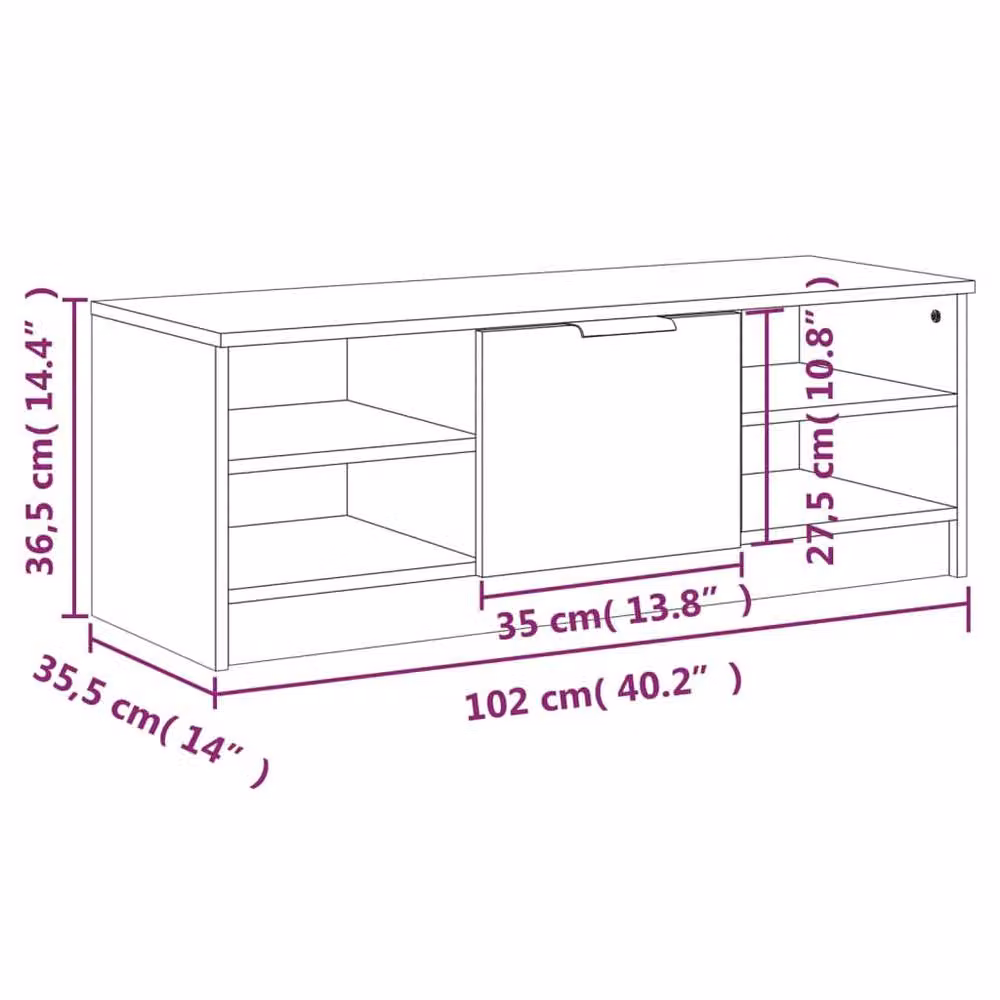 Berkfield Home Modern Smoked Oak TV Cabinet in Brown, W/D/H: 102 x 35.5 x 36.5 cm – 5